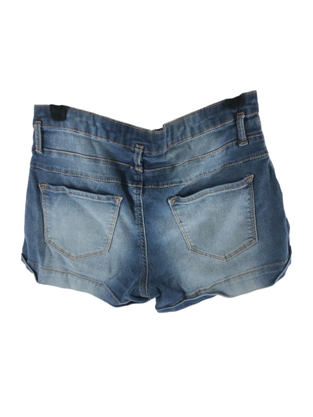 No Boundaries Womens Mid Rise Denim Shorts Button Fly Size 13 Blue Stretchy - Picture 2 of 5